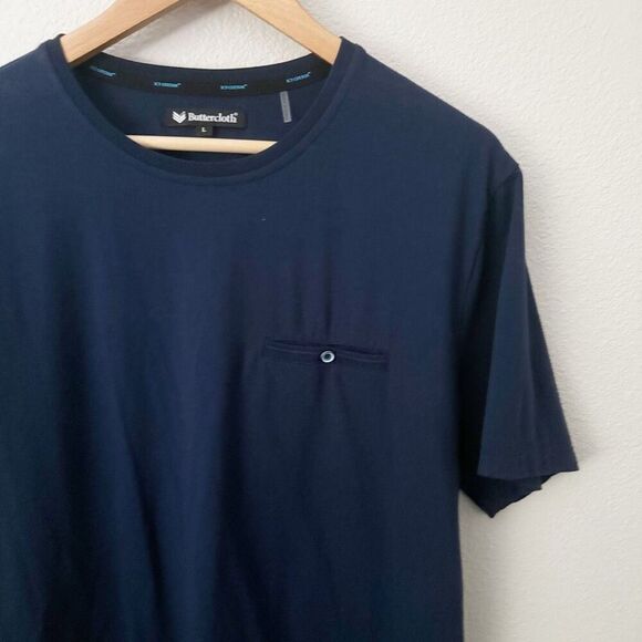 BUTTERCLOTH | Men's Soft Stretch Crew Neck Cotton Button Pocket T-Shirt | Large - Picture 2 of 7